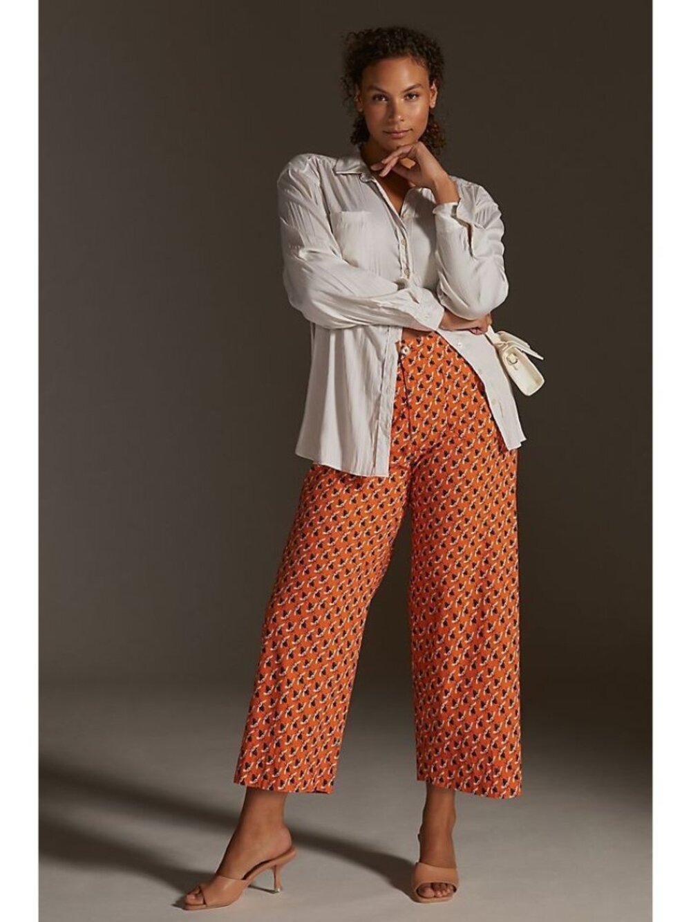 Maeve Anthropologie Colette Pants 14 Sarah Gordon Bee Print Orange Wide Leg